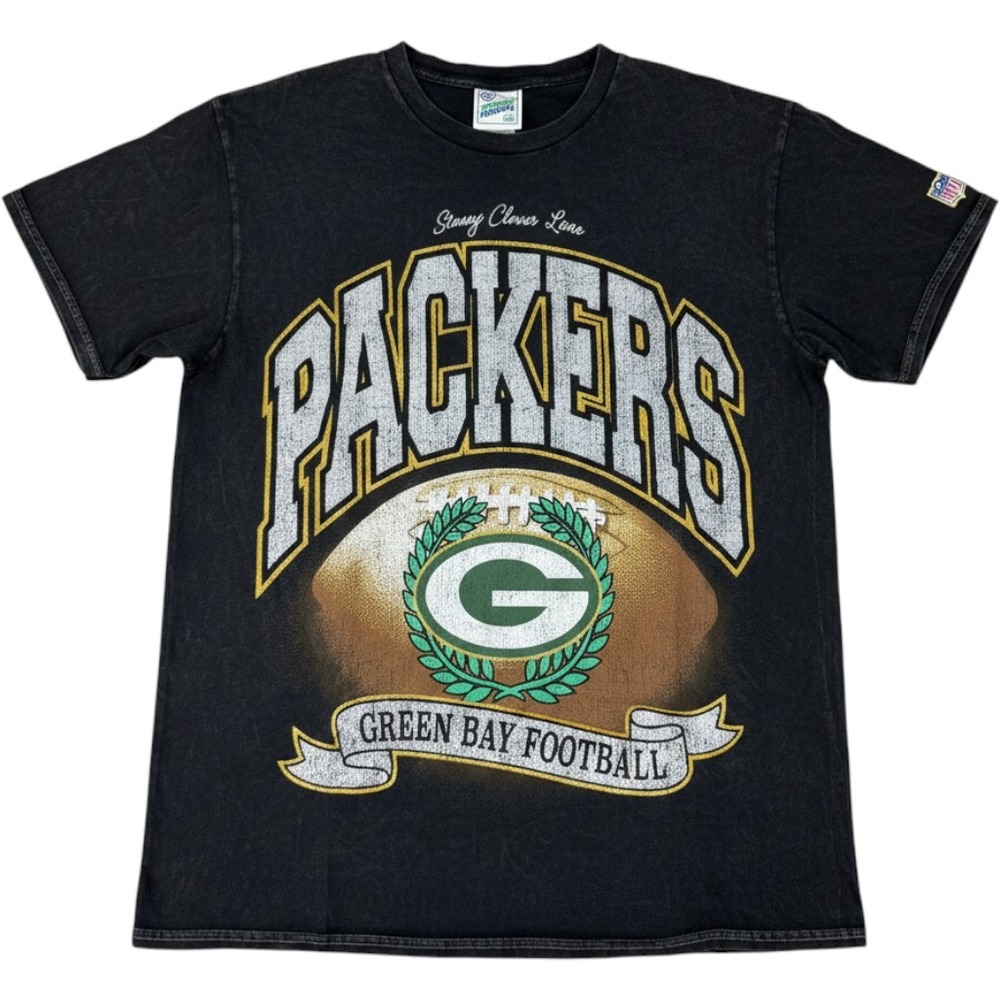 47 Brand Vintage Tubular Collection Green Bay Packers Tee Shirt Black Med NEW